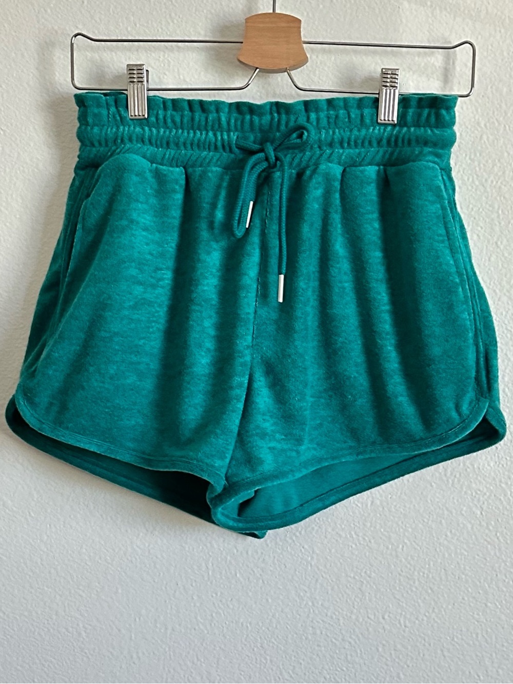 Blank NYC Teal Green Terry Cloth Elastic Waist Retro Shorts Size XS